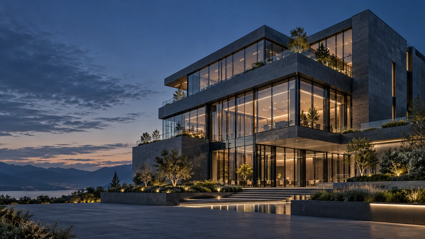 Conceptual illustration of income-producing commercial architecture